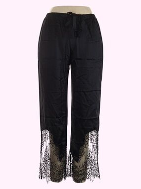 NWT GINIA RTW 100% Silk Assymetrical Lace Trim Pant Sz XL